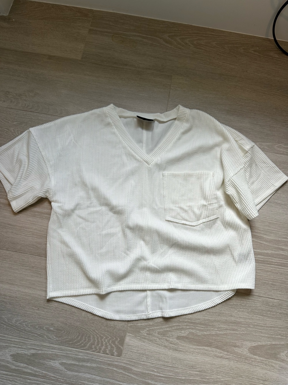 Vici Ivory V-Neck Ribbed Knit Top